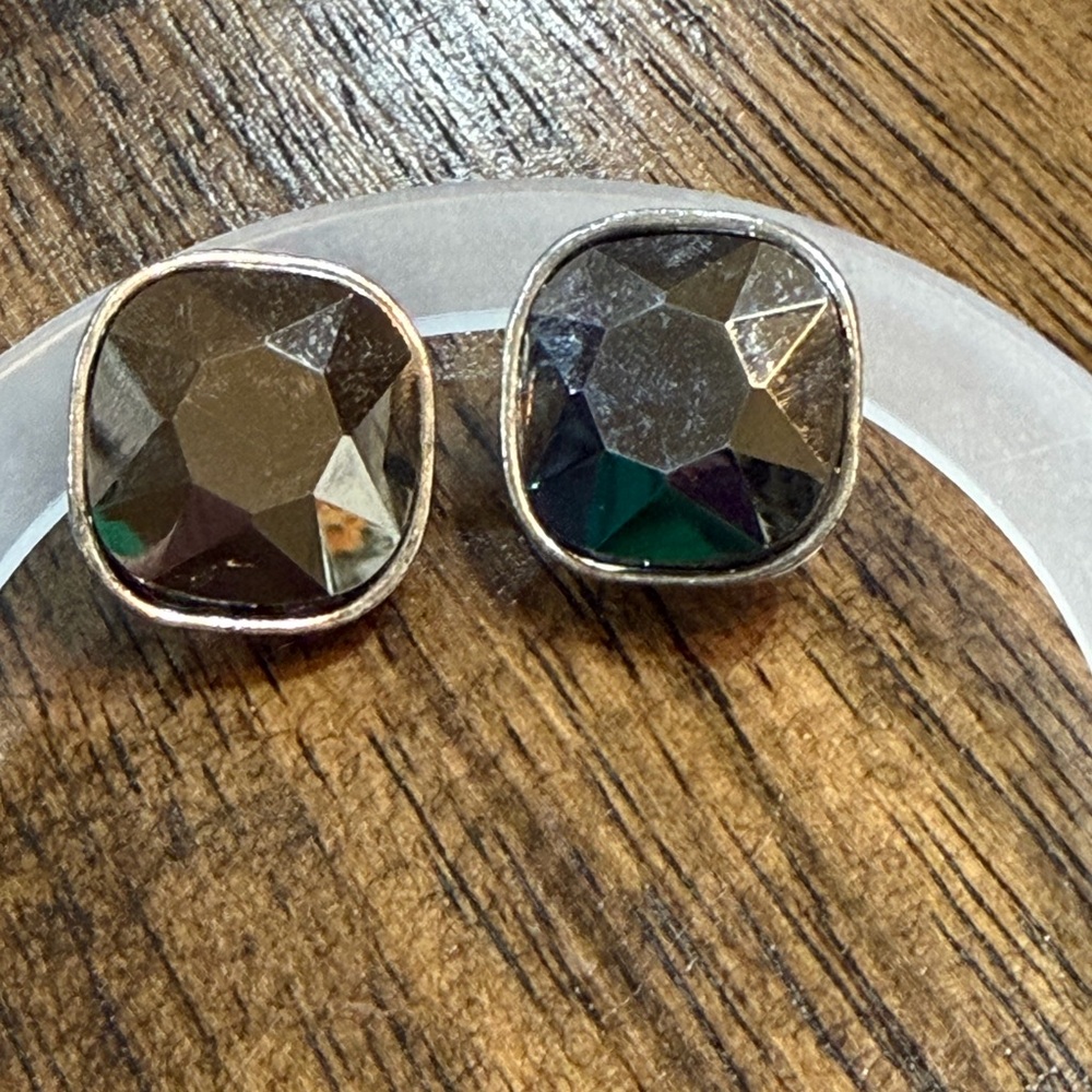 Elegant Silver and Black Stud Earrings